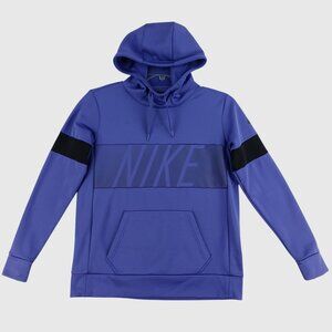 Nike Mens Blue Hooded Sweatshirt With Black Accents & Kangaroo Pocket Size M